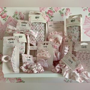 Goody LoveShackFancy x Goody Medium Pink Satin Scrunchie Set
